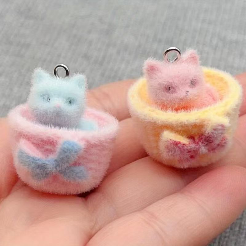 Resin Art Jewelry Kit - Pendentif chat en résine pelucheuse 3D,