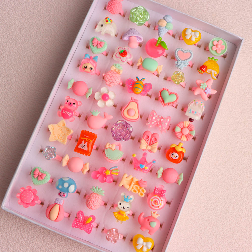 Resin Art Ring - 10/20/30/50/100 pièces/lot mode dessin animé doux