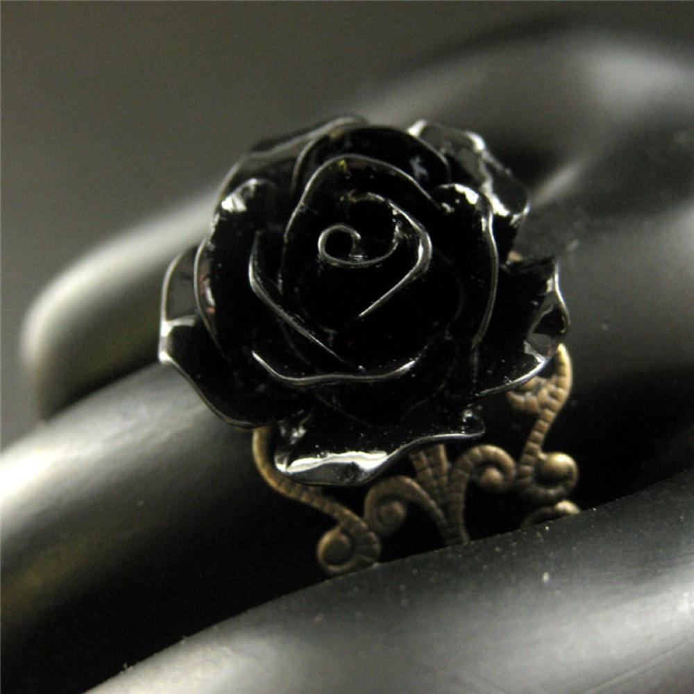 Resin Art Ring - Bagues d'ouverture ajourées en résine noire