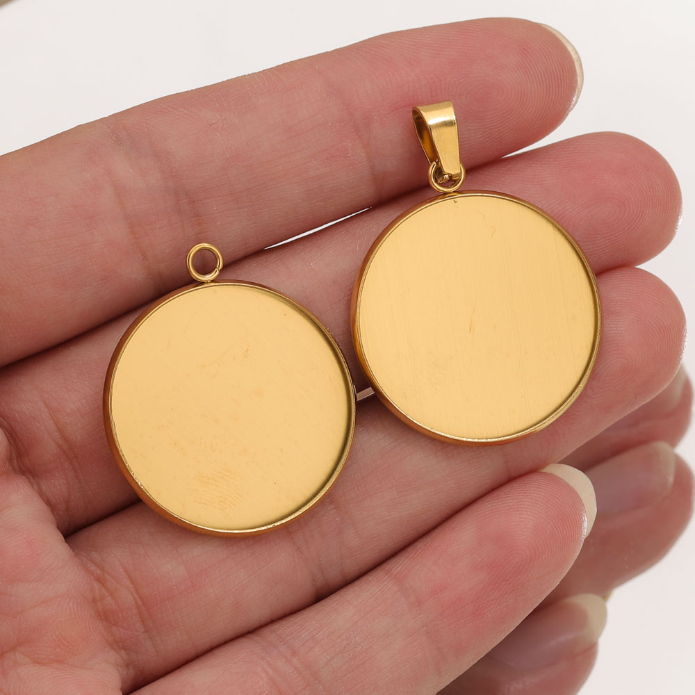 Resin Art Jewelry Kit - Pendentifs dorés en acier inoxydable, Base
