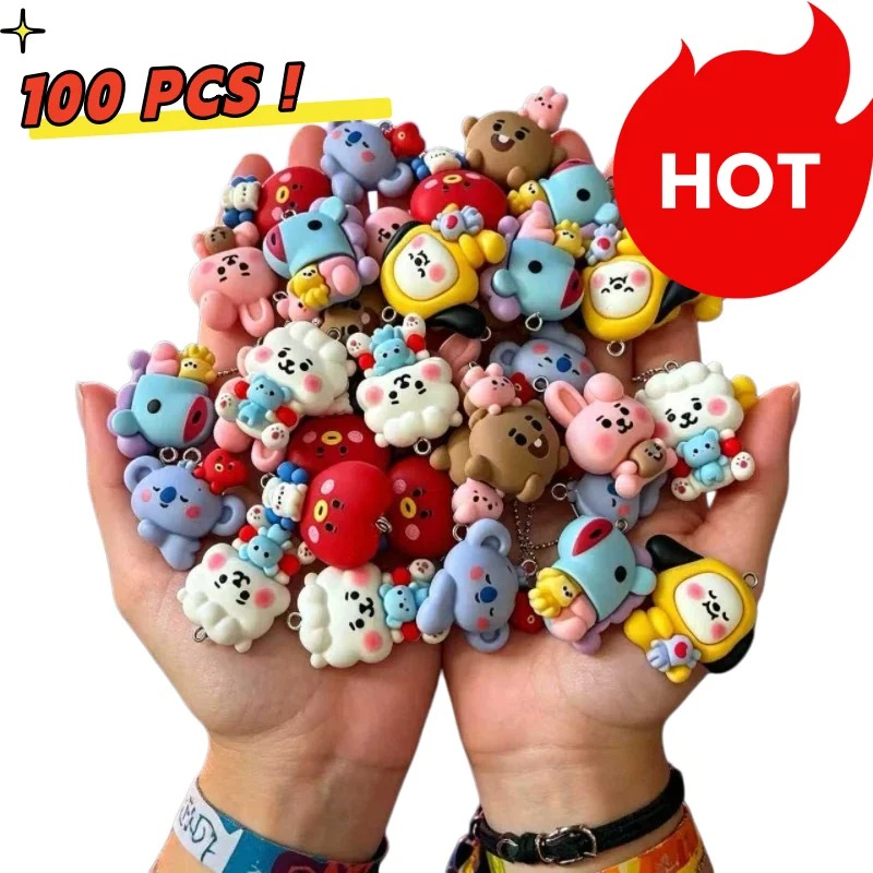 Resin Art Jewelry Kit - Breloques en résine BT21, 7 pièces,