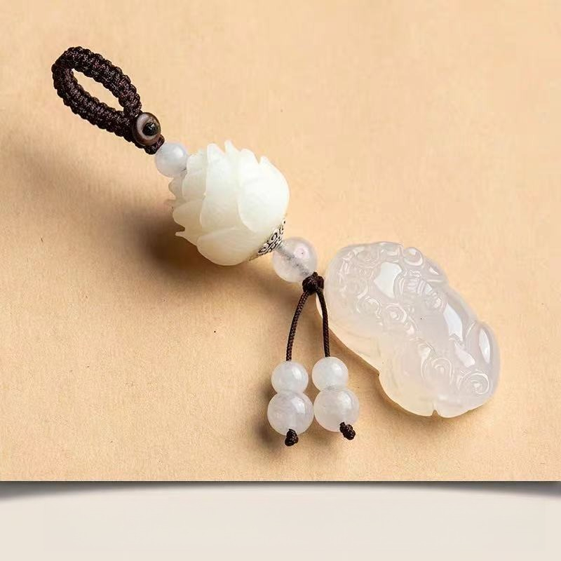 Resin Art Ring - Porte-clés pendentif Lotus avec nœud de