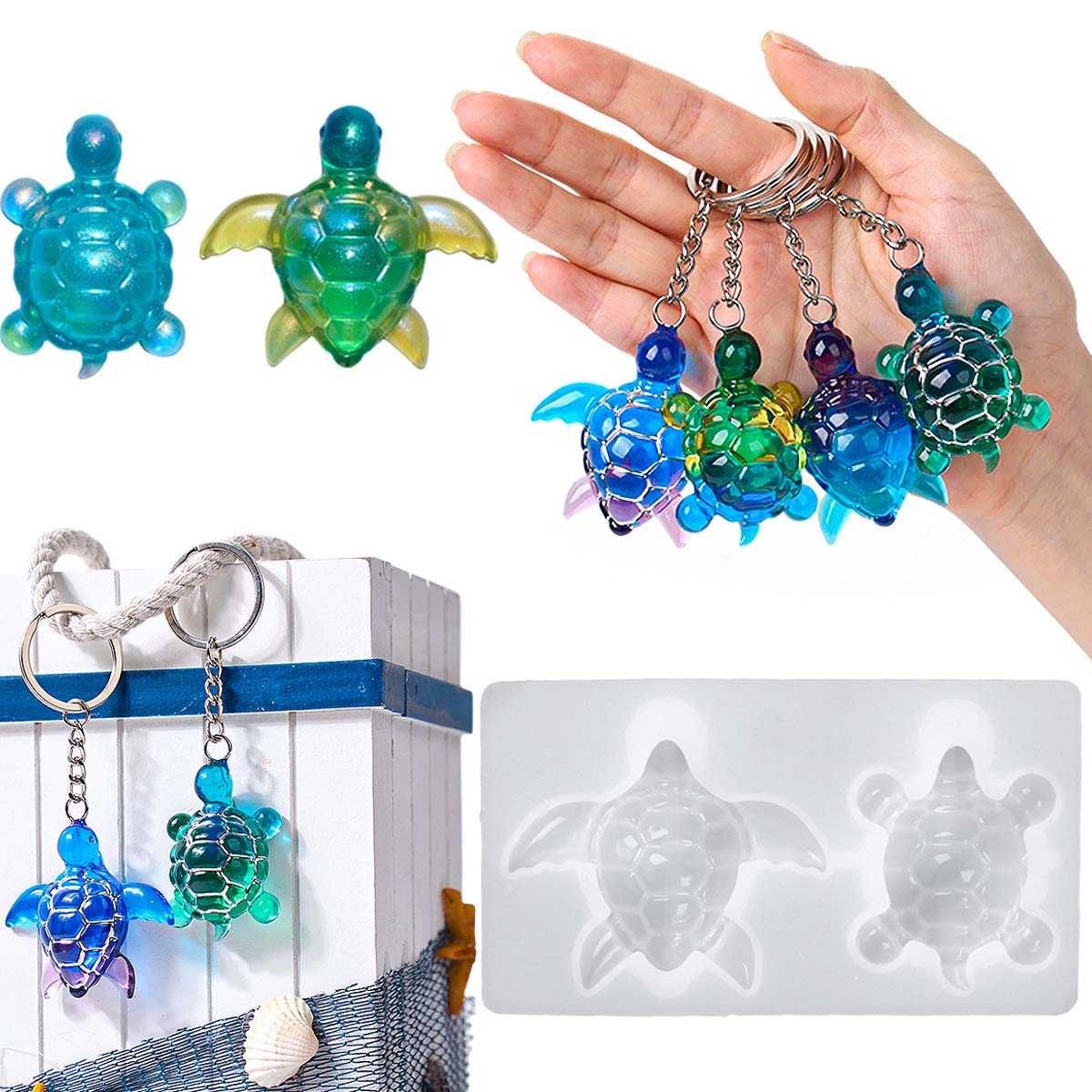 Resin Art Uv - Porte-clés tortue de mer 3D, moule