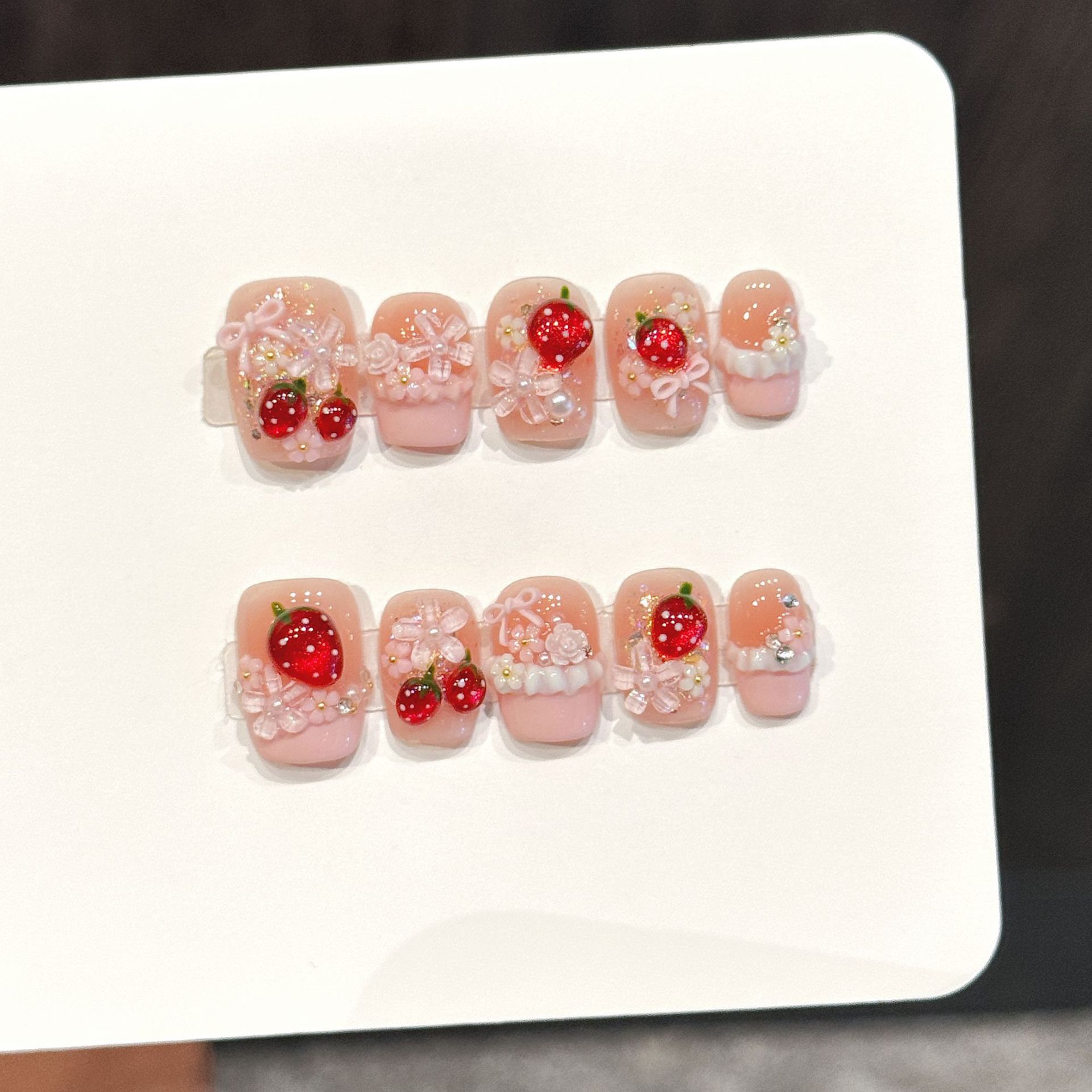 Resin Art Flower - 10 pièces mignon rouge fraise presse
