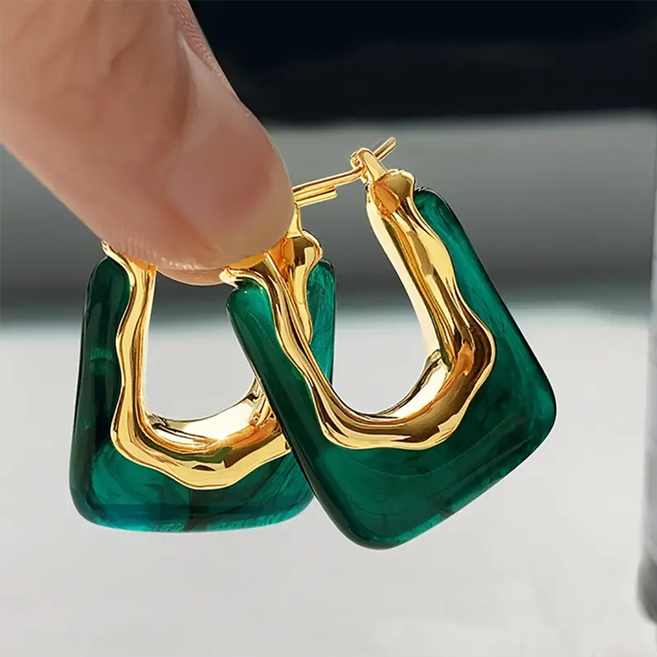 Resin Art Ring - Boucles d'oreilles créoles en forme de