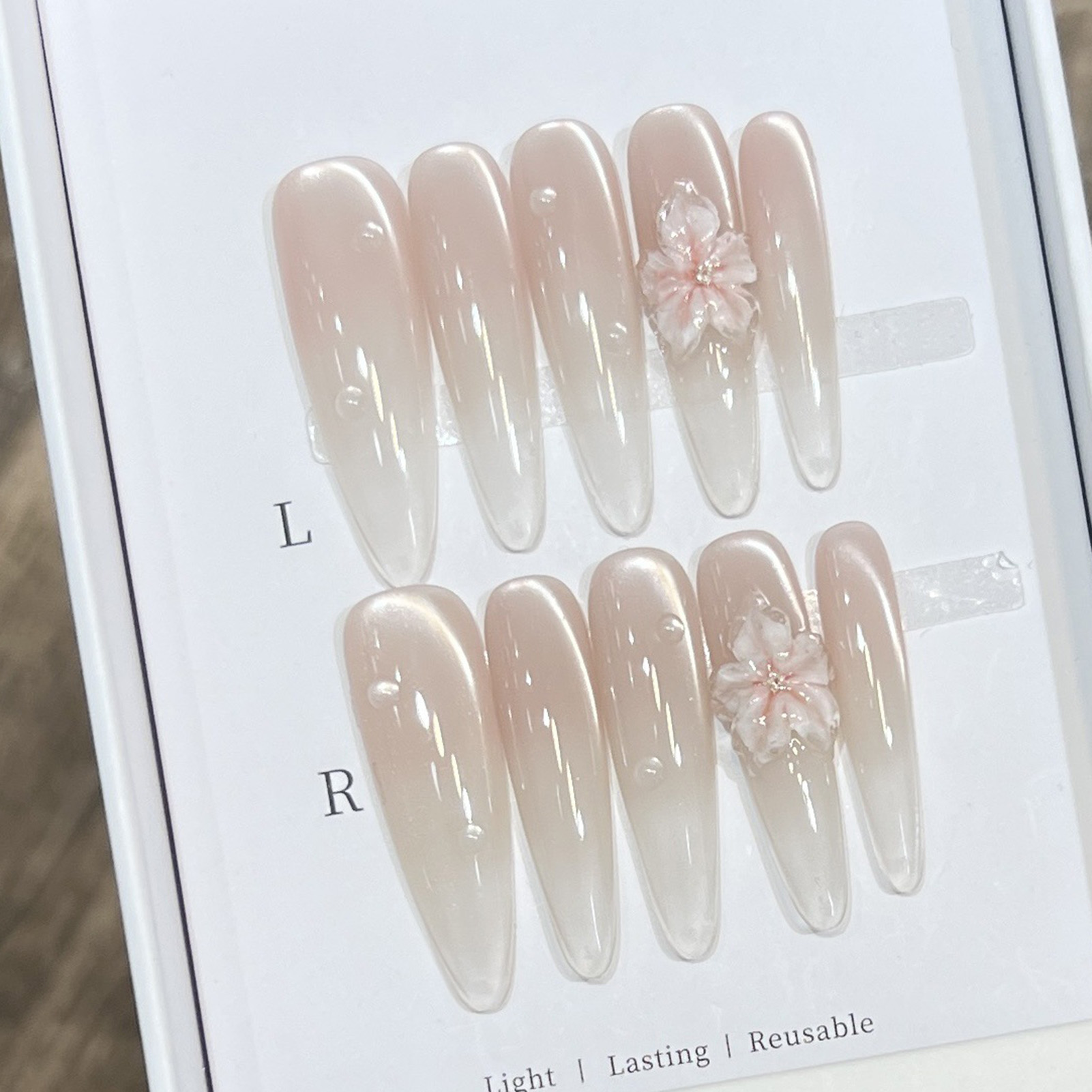 Faux ongles longs en amande, p - Resin Art Flower avis et prix